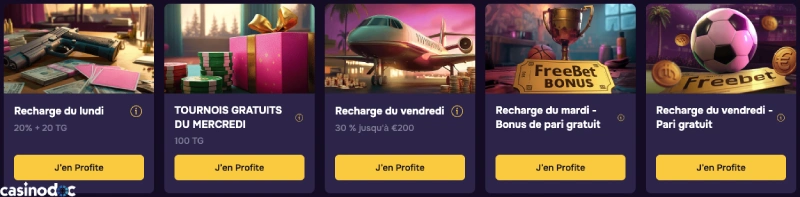 capture d'écran promotions GTbet