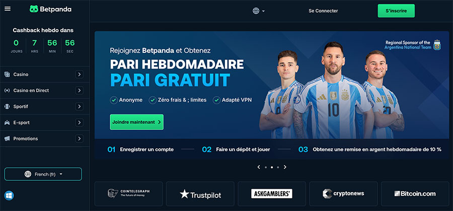 Jouer sur Betpanda avec 1 €