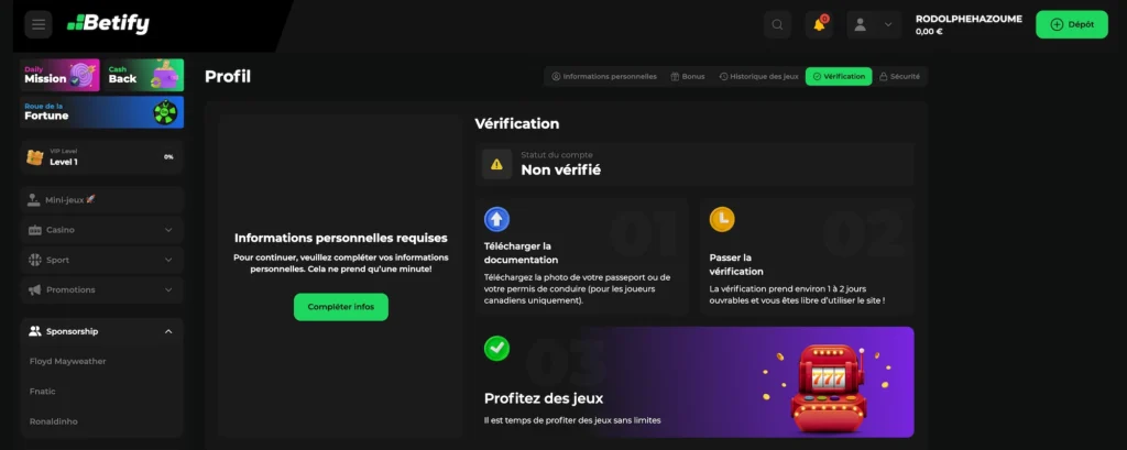verification identité betify