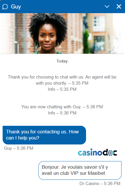service client maxibet casino