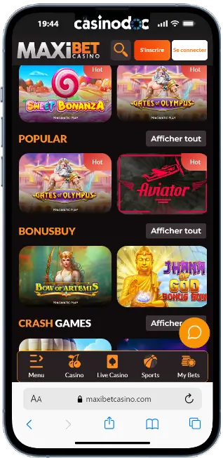 version mobile maxibet casino