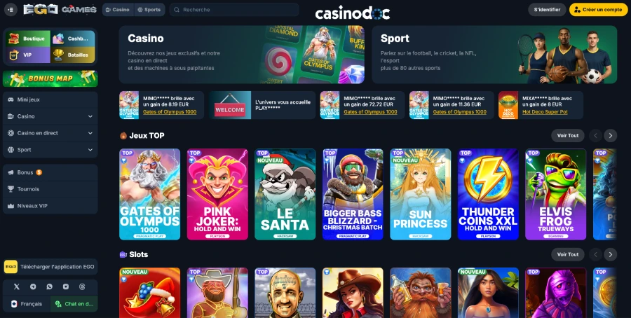 Ego Games bonus 200% 1er dépôt