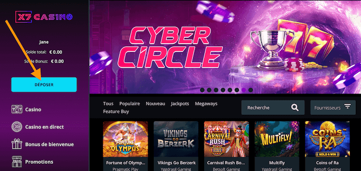 Processus de dépôt avec Paysafecard sur un casino en ligne etape 2