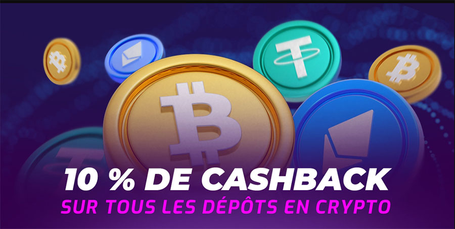 10% de cashback sur tous les dépÎts en crypto