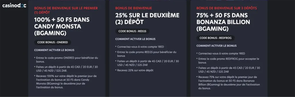 1red bonus sur code promo casino en ligne kahnawake