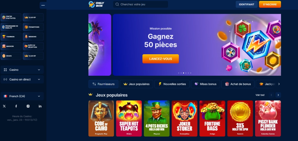 OnlyWin meilleur casino Amex