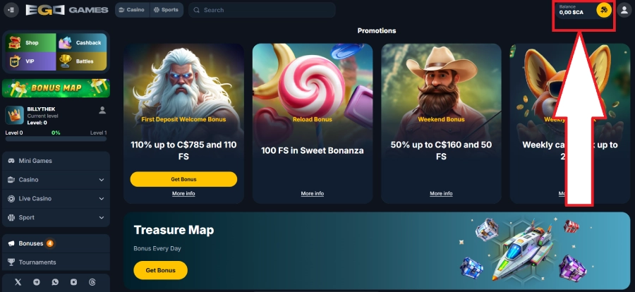 Retrait avec Amex sur casino étape1