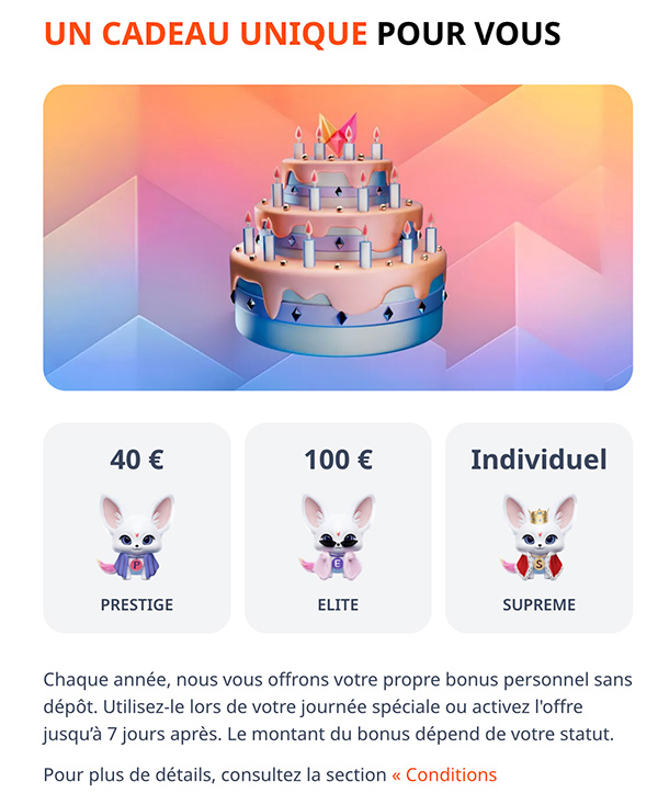 bonus d'anniversaire nika casino