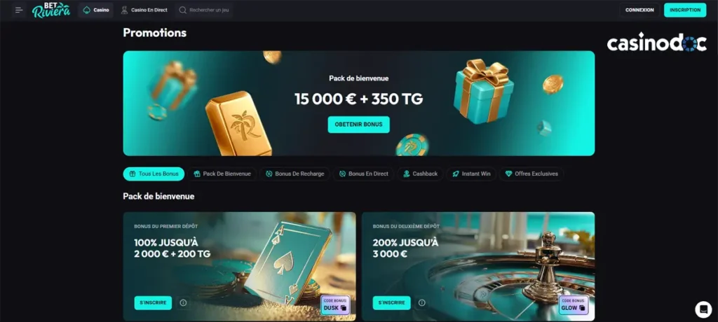bonus di benvenuto betriviera casino