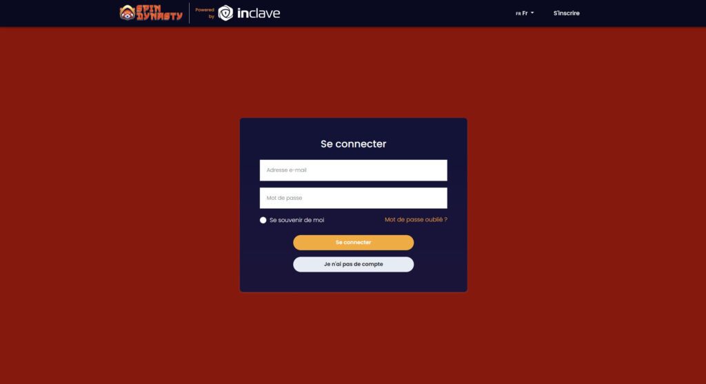 interface de connexion spin dynasty 