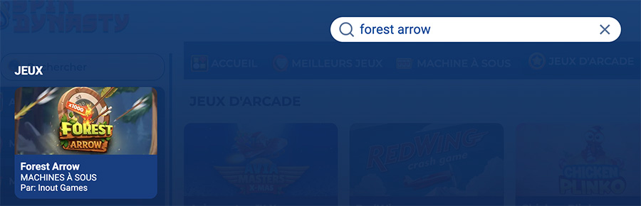 forest arrow disponible sur spin dynasty
