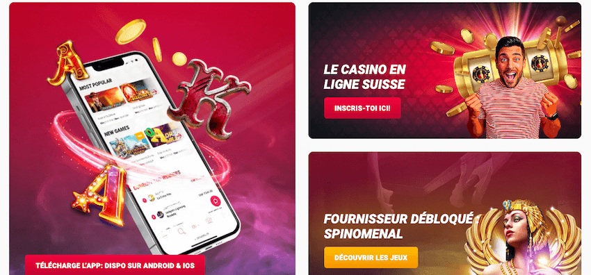 page d'accueil du casino suisse Jackpots.ch