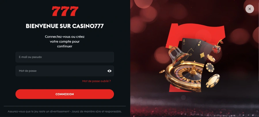 connexion compte joueur casino 777