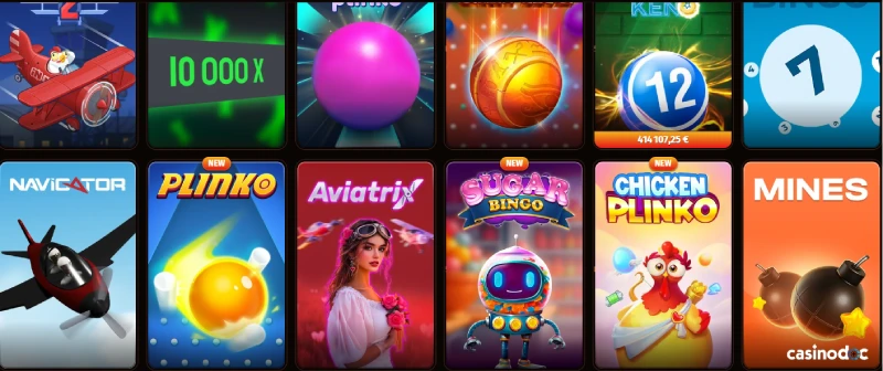 les mini jeux de casino sur WestAce