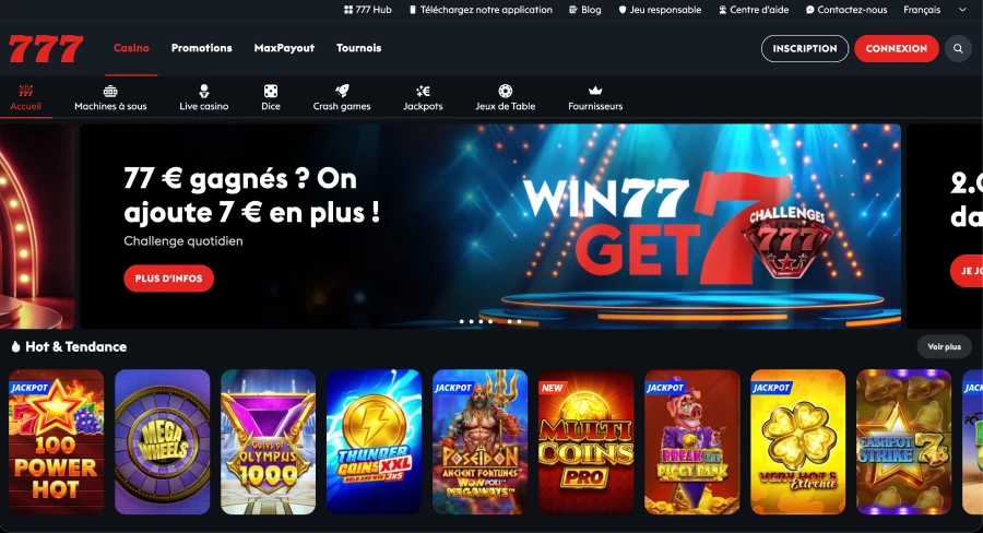 page accueil casino 777