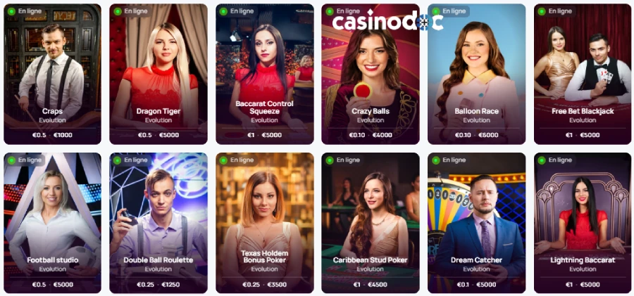 jeux de casino en direct sur hypekasino