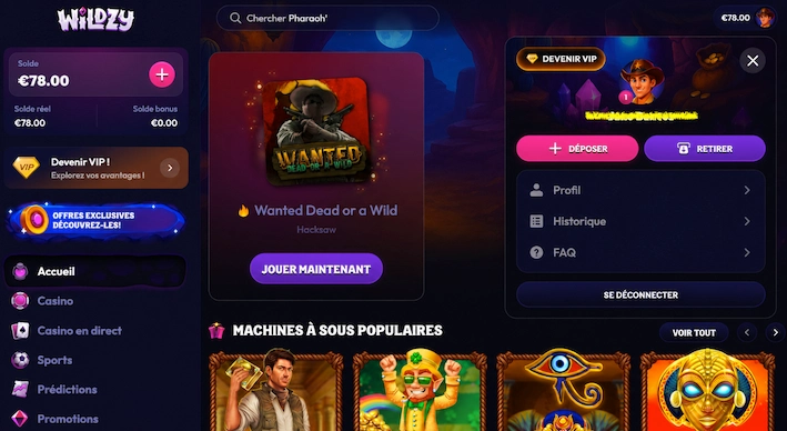 Ouverture du formulaire de retrait sur Wildzy