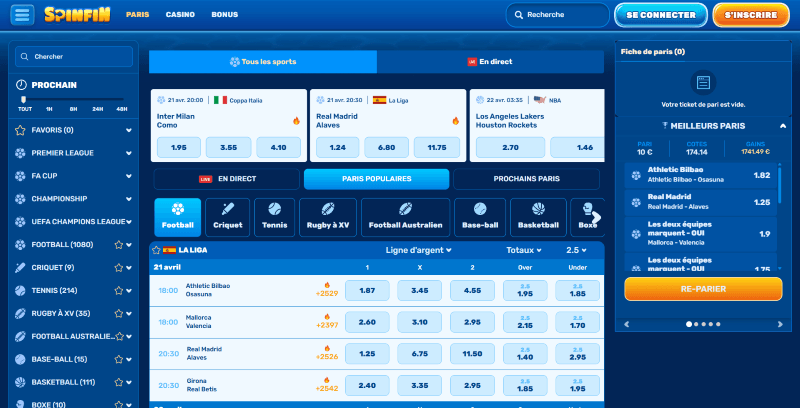 spinfin nouveau site de paris sportifs