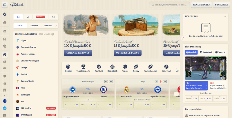 vipluck nouveau site de paris sportifs
