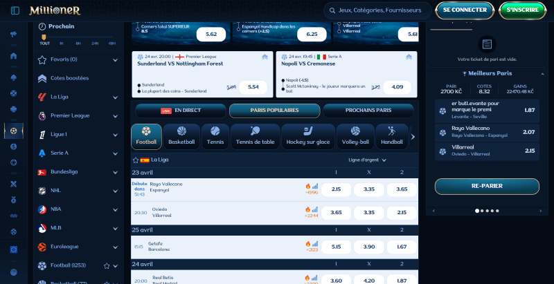 casino avec paris sportifs millioner