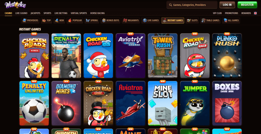 mini-jeux sur westace casino
