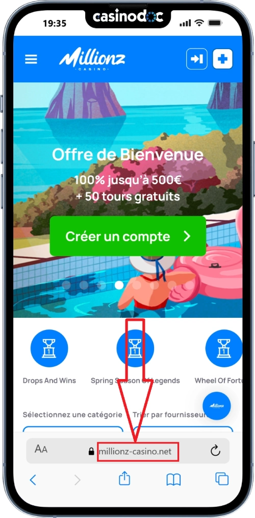 casino raccourci sur iphone étape1