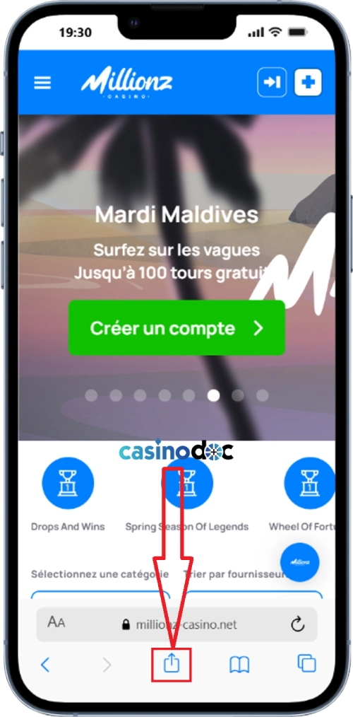 casino raccourci sur iphone étape2