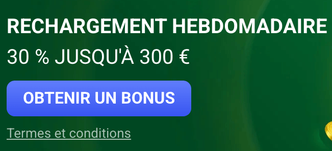 Code promo du bonus de recharge hebdomadaire sport sur Spin Aura