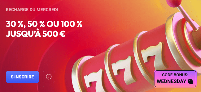Code promo du bonus de recharge du mercredi du casino Spin Aura
