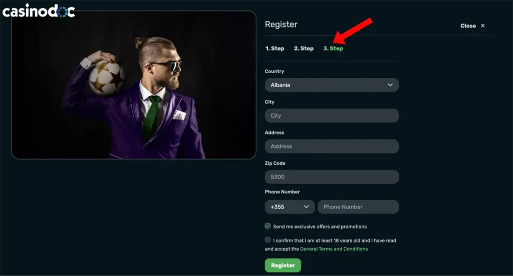 insscription étape 4 grandzbet
