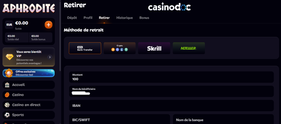 retrait gains casino en ligne étape3