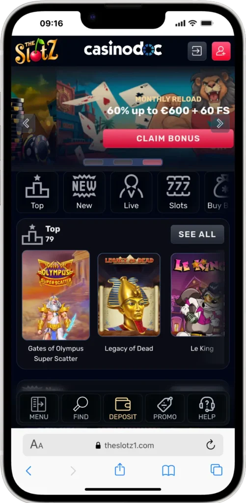 version mobile theslotz casino
