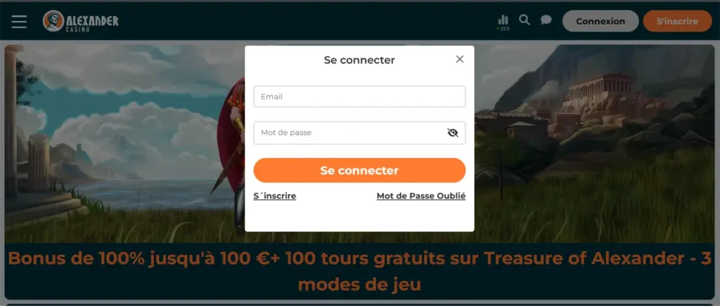 connecter étape 2 alexander casino