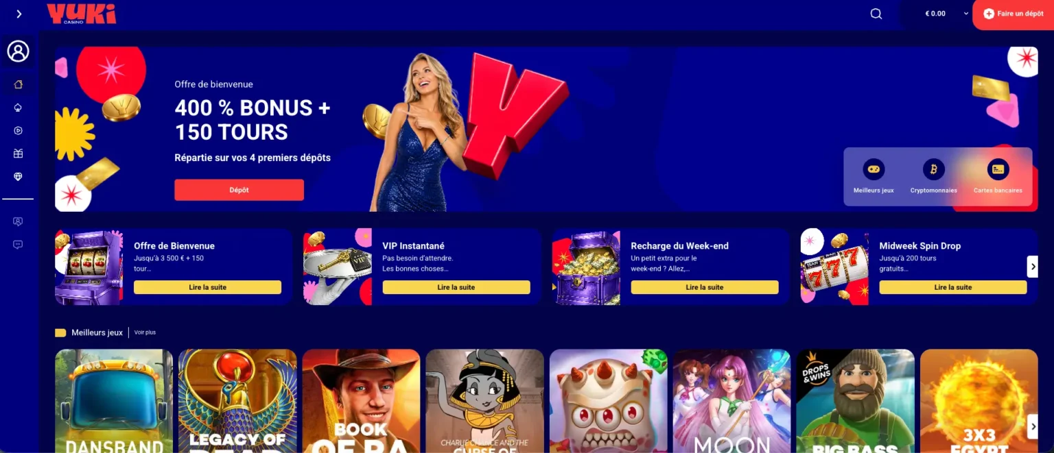 Faire un dépôt sur Yuki Casino