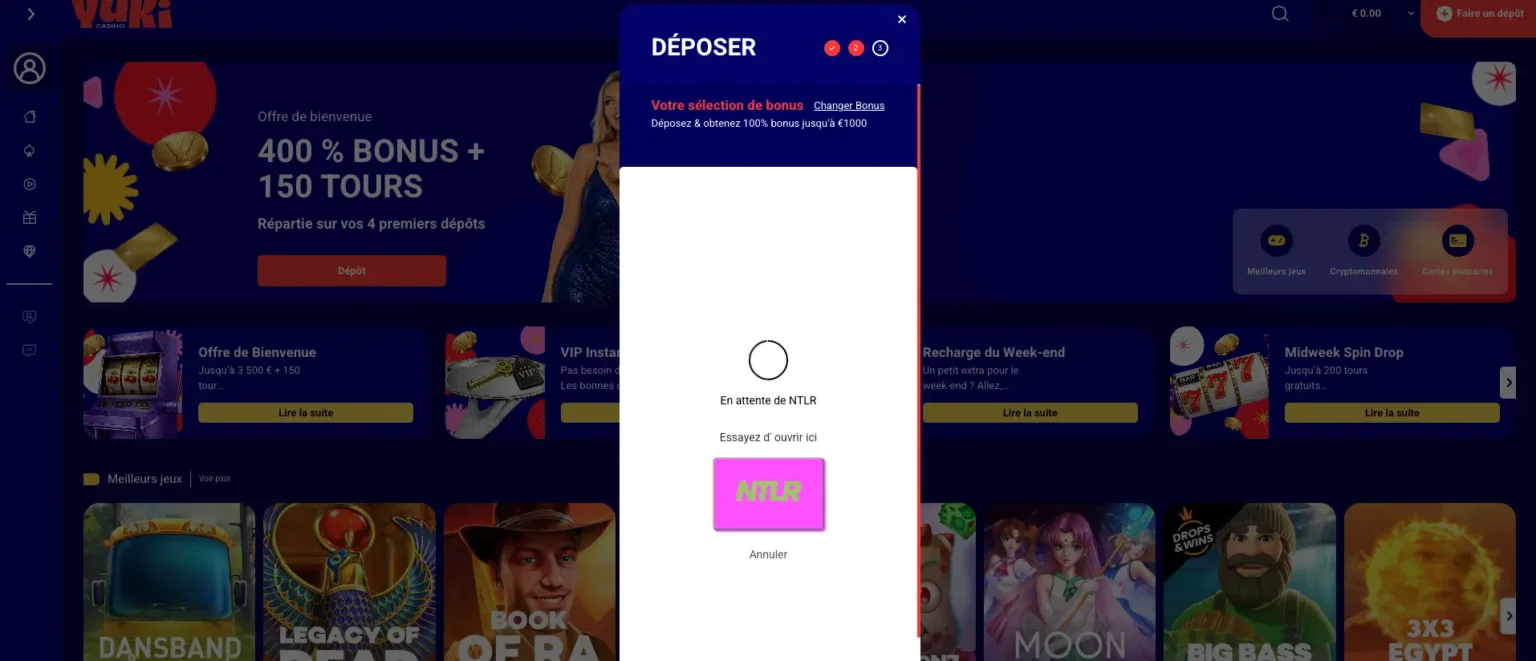 Fournir les informations de paiement sur Yuki Casino
