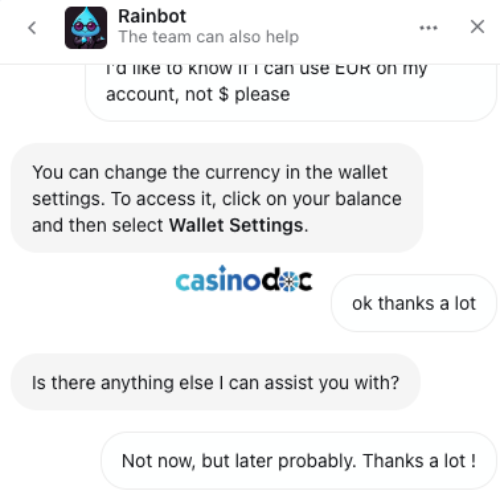 assistance client sur rainbet
