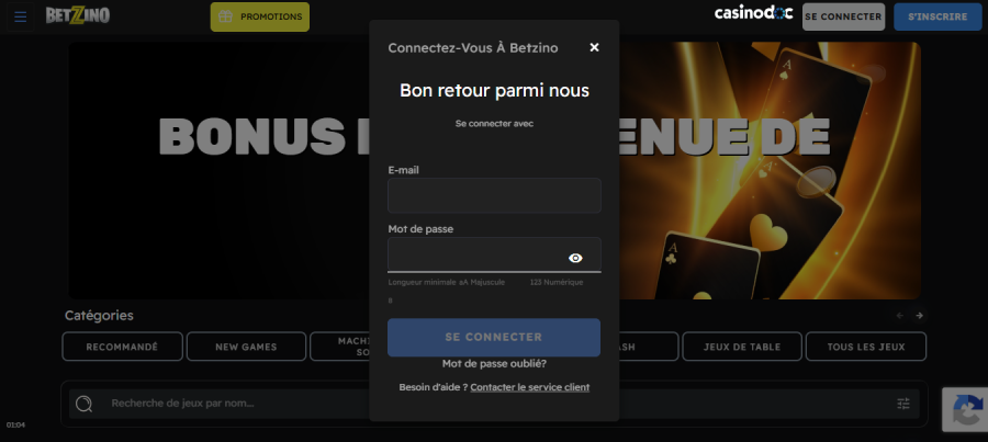 connexion à betzino étape2
