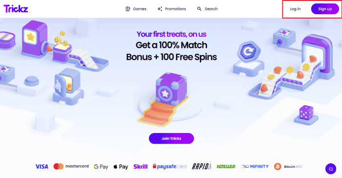 depot crypto sur trickz : etape 0
