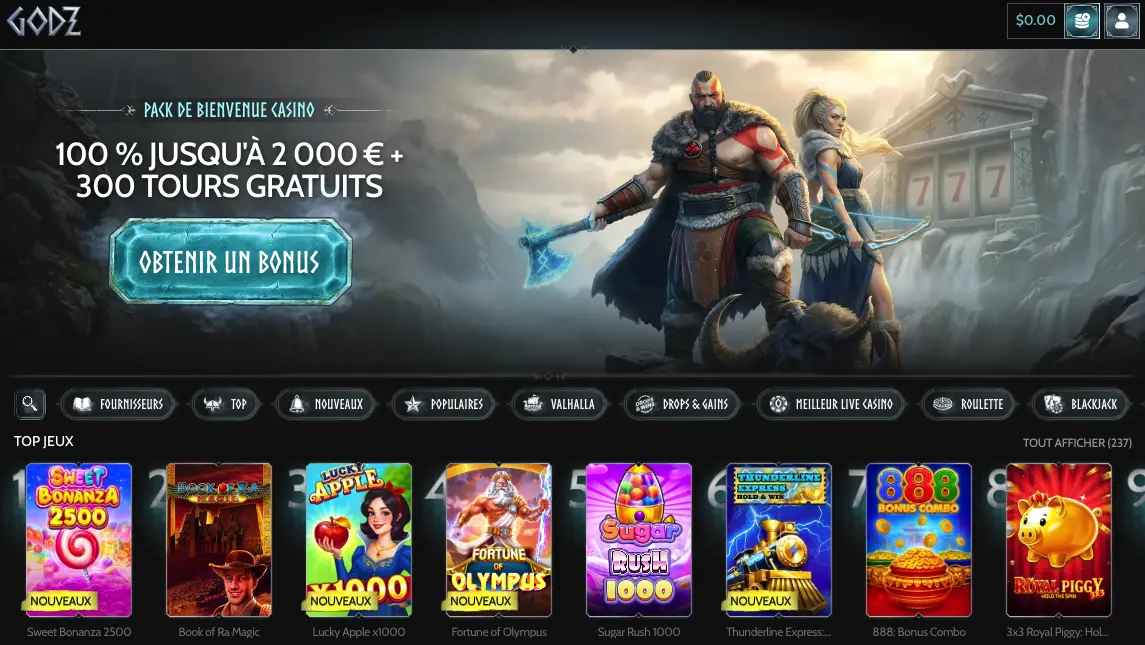 page d'accueil du casino Betriviera