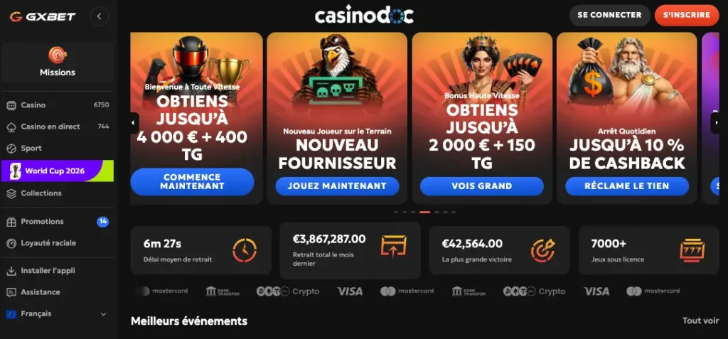 inscription étape 1 gxbet