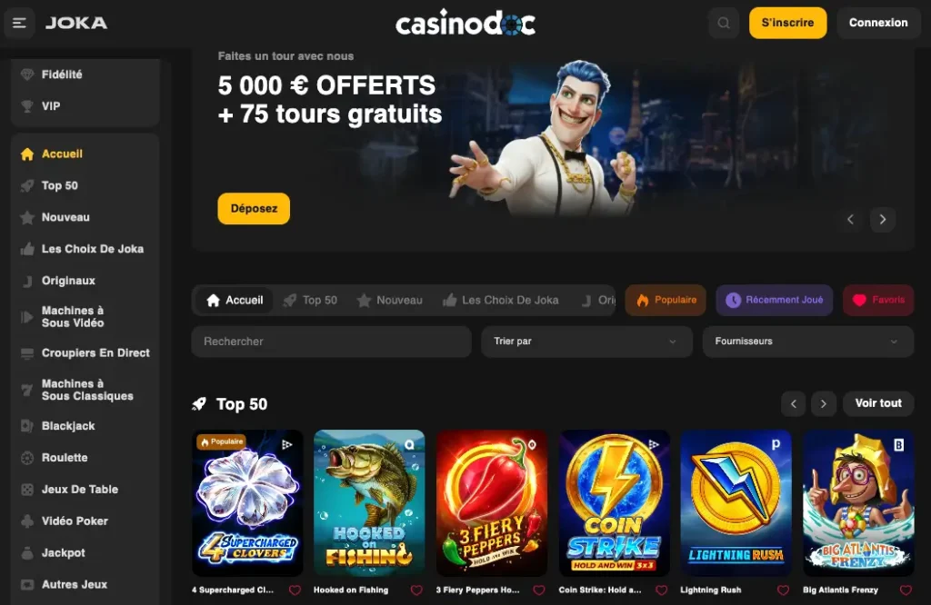 inscription étape 1 joka casino live