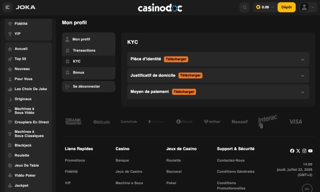 inscription étape 5 joka casino live