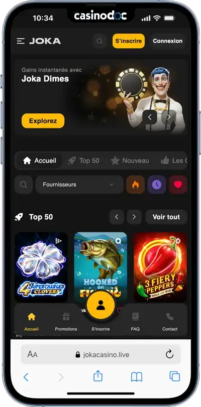 version mobile joka casino live
