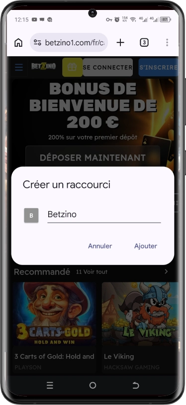 ajouter betzino sur ecran accueil android étape3