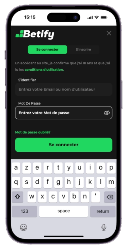 betify connexion mobile