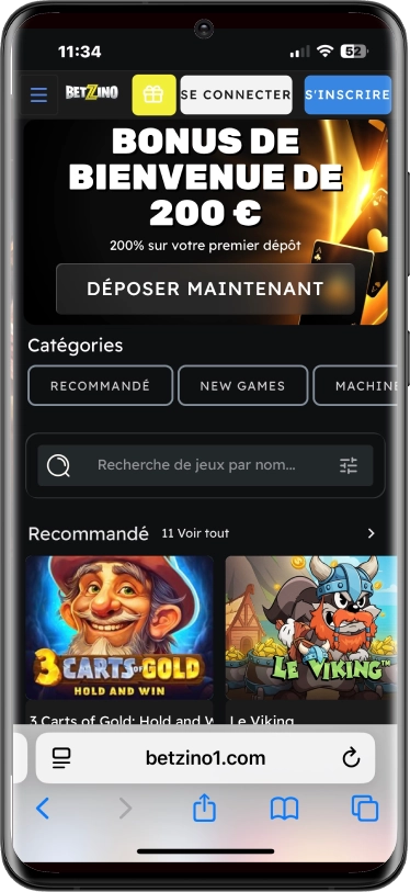 betzino sur écran d'accueil étape1