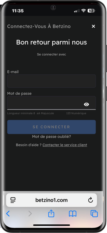 betzino sur écran d'accueil étape2