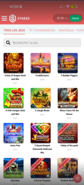 Bonus et promotions disponibles sur l'application Stakes mobile