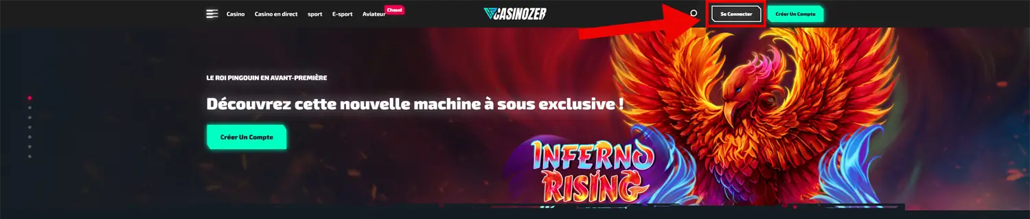 connecter à casinozer étape 1