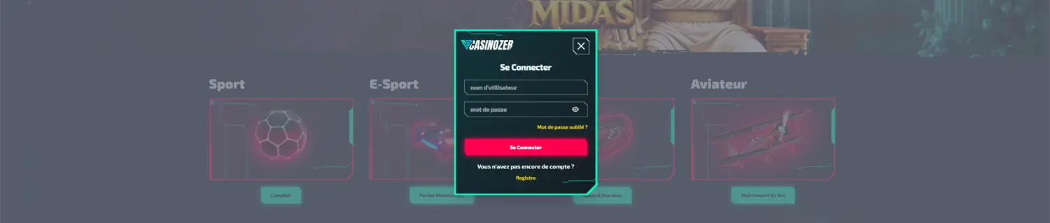 connecter à casinozer étape 2